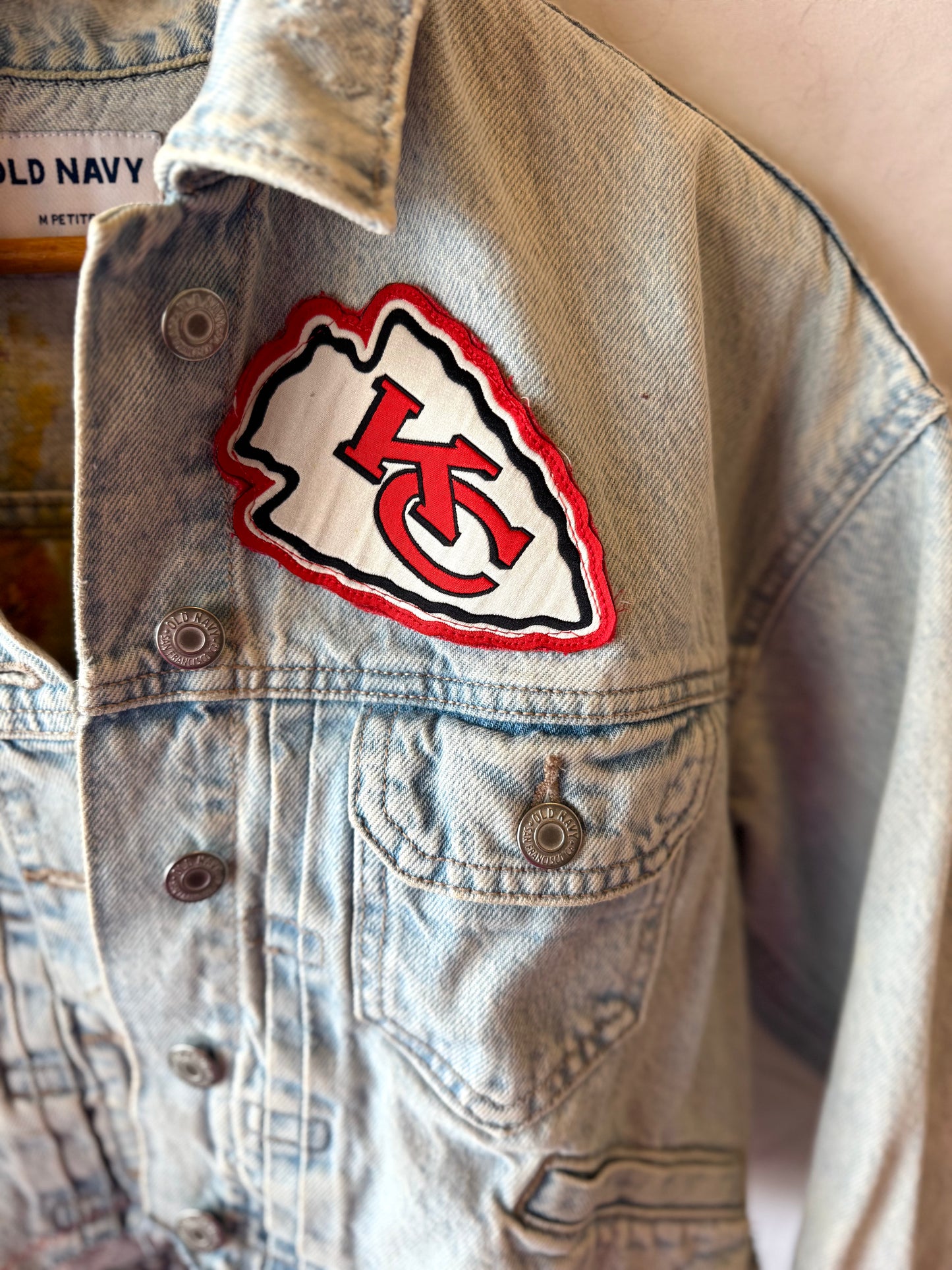 KC Chiefs Denim Fringe Jacket