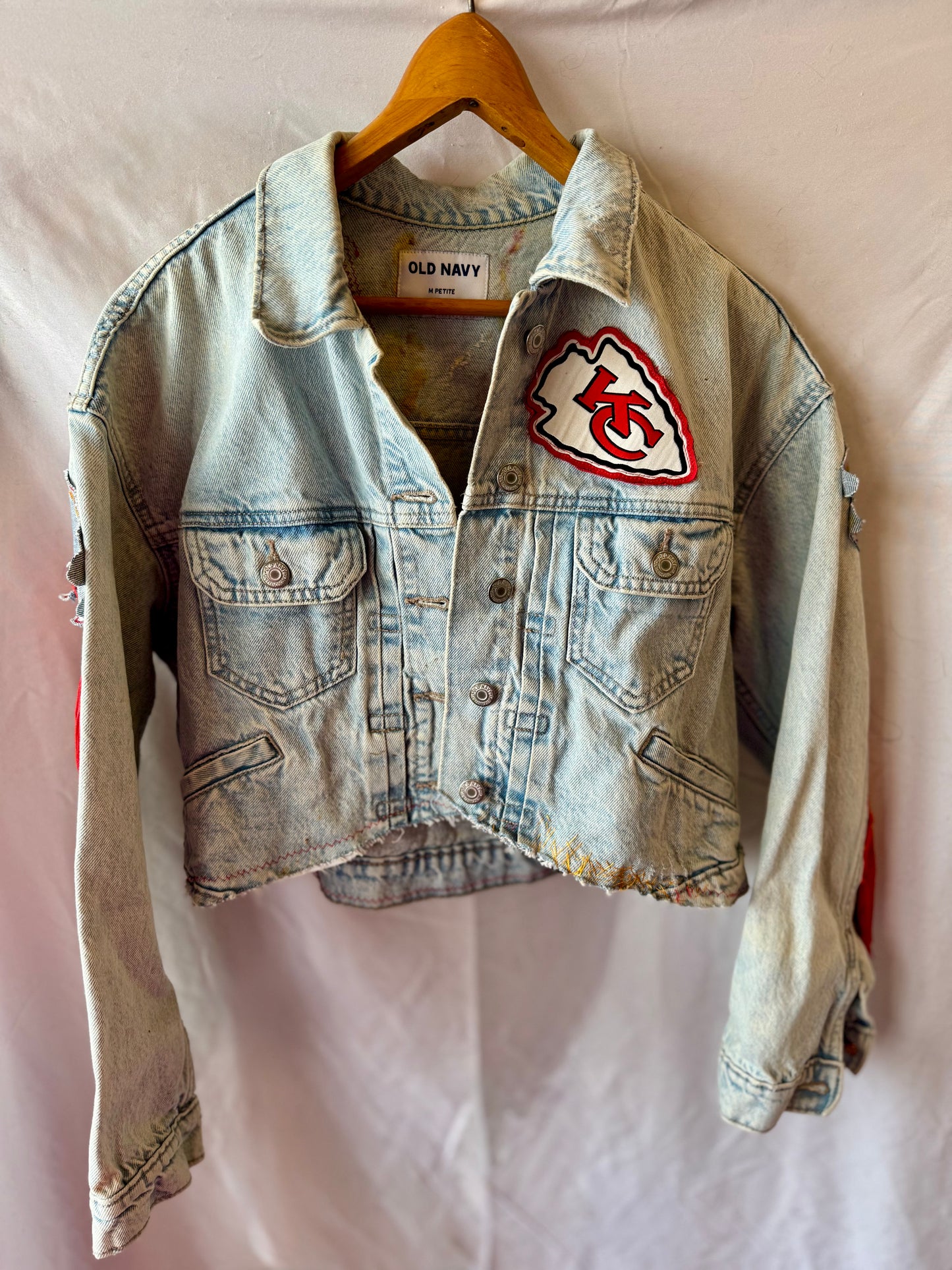 KC Chiefs Denim Fringe Jacket