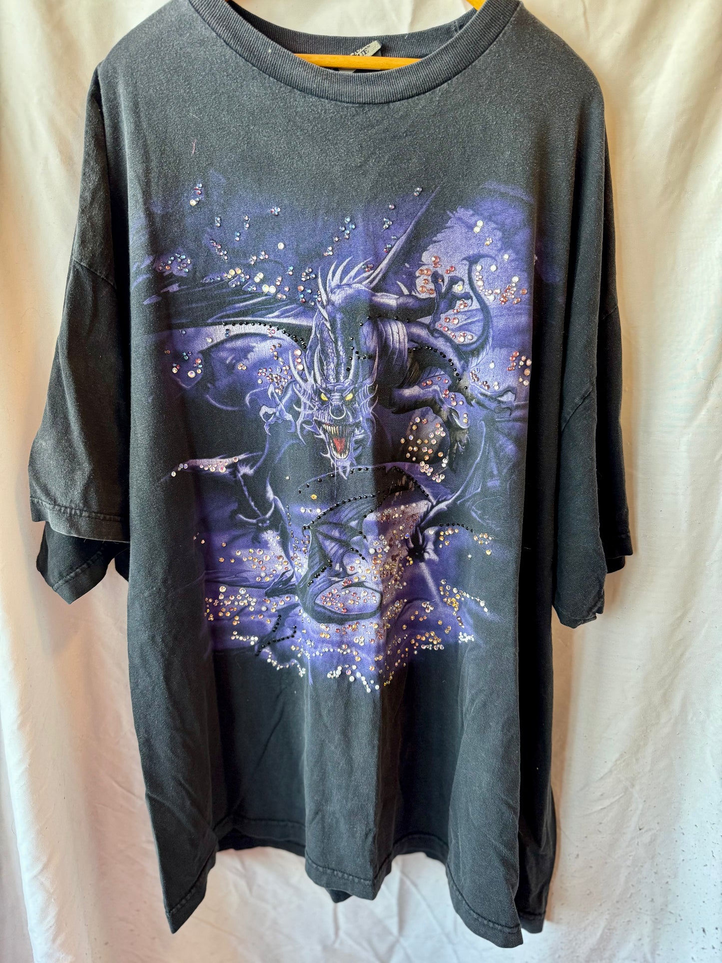 Vintage 2002 Liquid Blue Double-Sided Purple Dragon T-Shirt