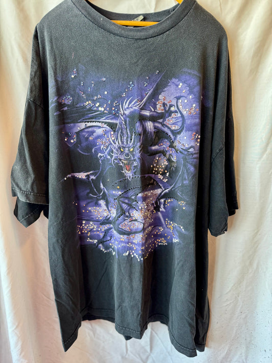 Vintage 2002 Liquid Blue Double-Sided Purple Dragon T-Shirt