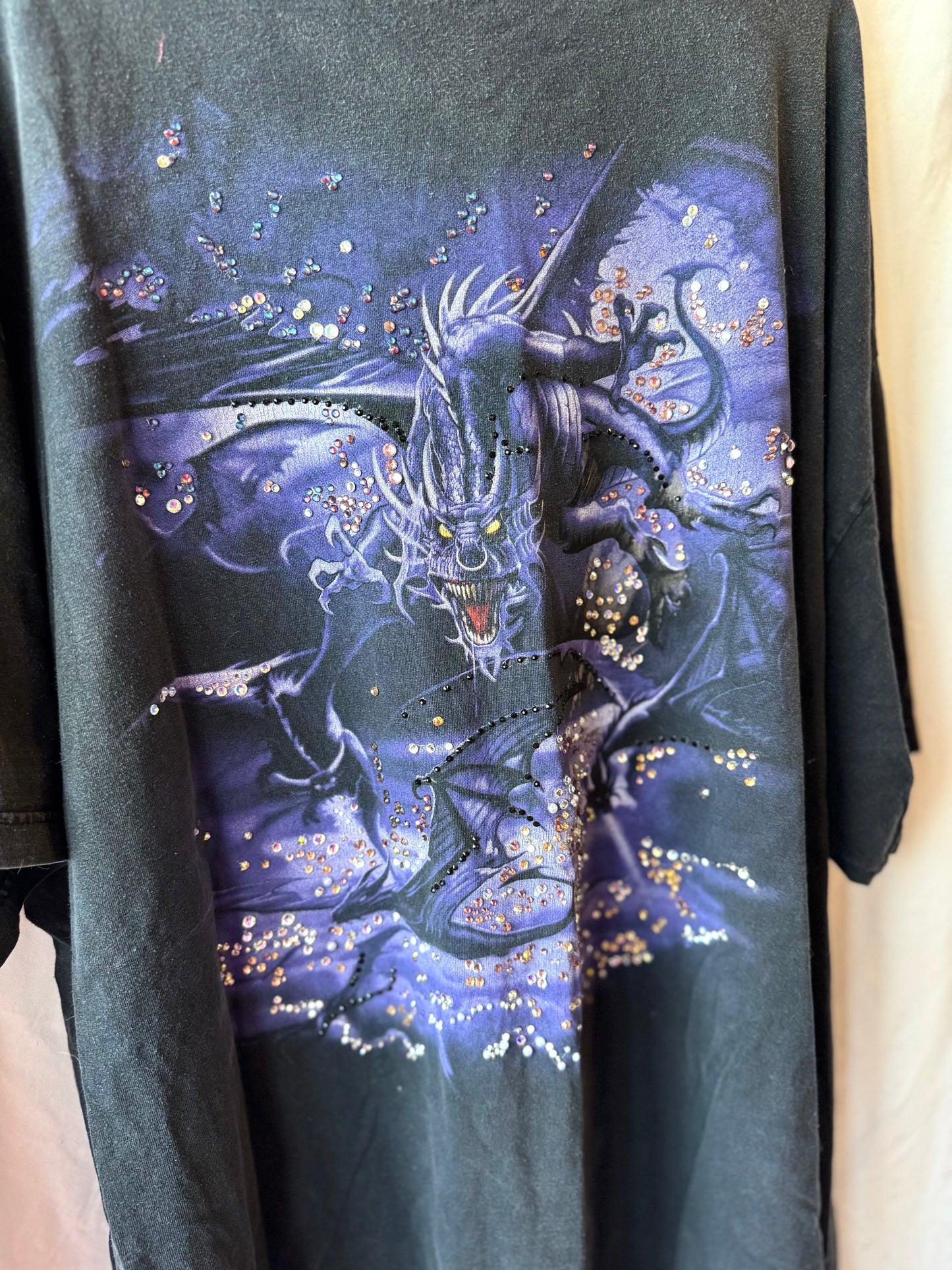 Vintage 2002 Liquid Blue Double-Sided Purple Dragon T-Shirt