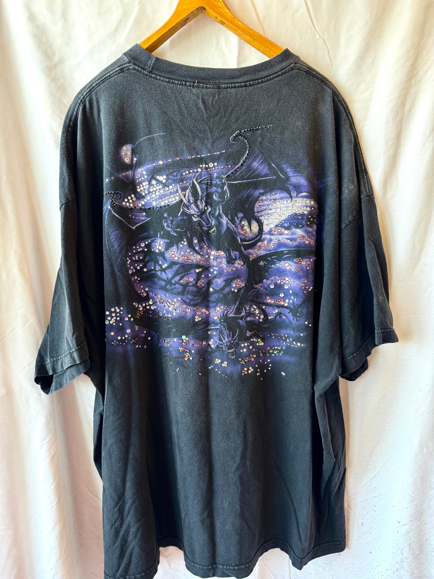 Vintage 2002 Liquid Blue Double-Sided Purple Dragon T-Shirt